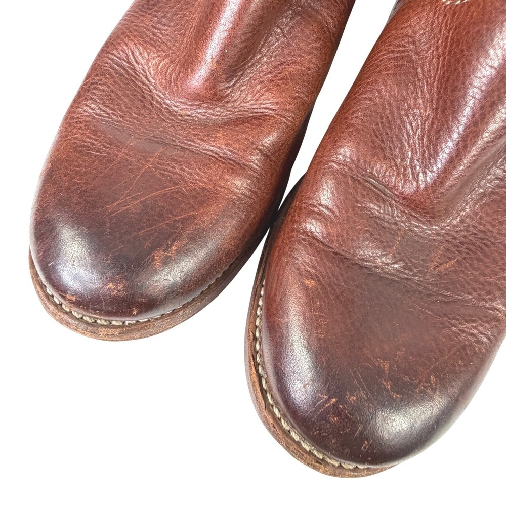 Vintage Frye Campus 14L Tall Boots Pebbled Leather Cognac Brown Women's 9.5M - Picture 13 of 15